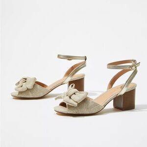 NIB Loft Gold 2.25” Bow High Heel Sandal